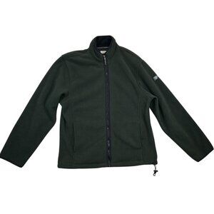 Izod Fleece‎ Jacket Mens Medium Green Full-Zip Adjustable Hem